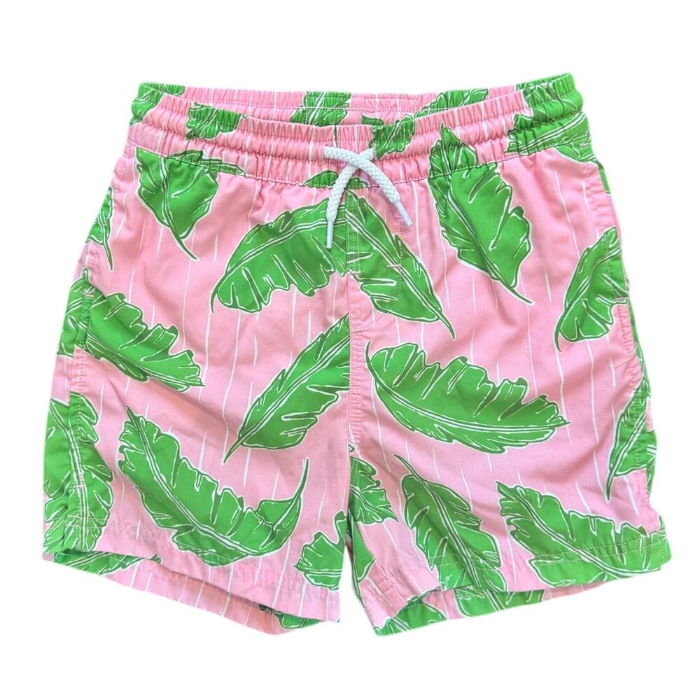 TBBC | Tortola Swim Trunks Colony Camouflage Tropical Palm Leaf Pink Green Sz 3T
